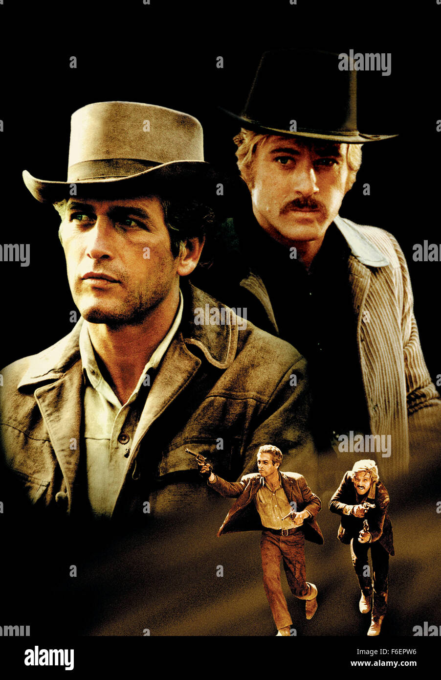 Titre du film : Butch Cassidy ET LE KID. Réalisateur : George Roy Hill. STUDIO : 20th Century Fox. Résumé : Le film romantique buddy est vaguement basé sur la vraie vie, le légendaire hors-la-loi Butch Cassidy et le Kid et leur trou dans le mur gang. Le film au début des années 1900, l'anti-héros sont à roue libre, non-chalant Butch (Paul Newman) et sharpshooting Sundance (Robert Redford) - sa spécialité est de voler les trains, jusqu'à ce qu'ils leur deuxième tentative sur un cafouillage l'Union Pacific Express et sont poursuivis sans relâche par un posse. Avec la belle Sundance, instituteur amant Etta Place (Ross Banque D'Images