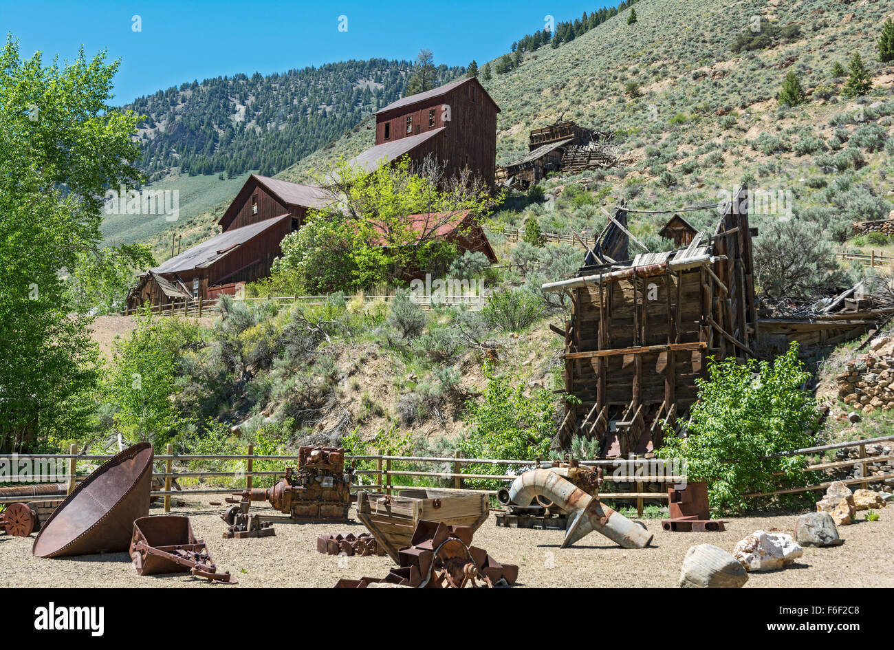 New York, Bayhorse minière historique, ville fantôme, Bayhorse Mill Banque D'Images