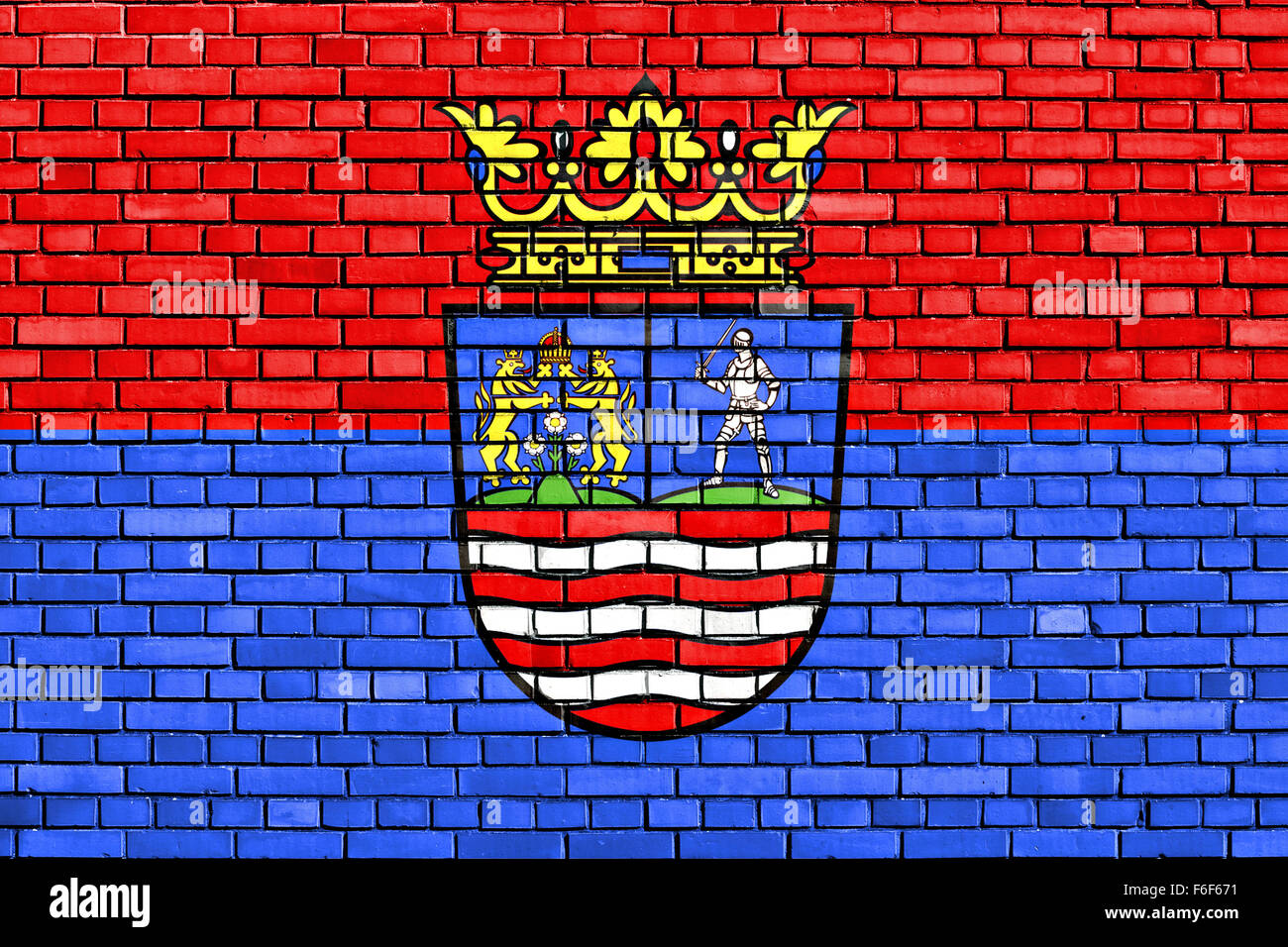 Pavillon de Gyor-Moson-Sopron Comté peint sur mur de brique Banque D'Images