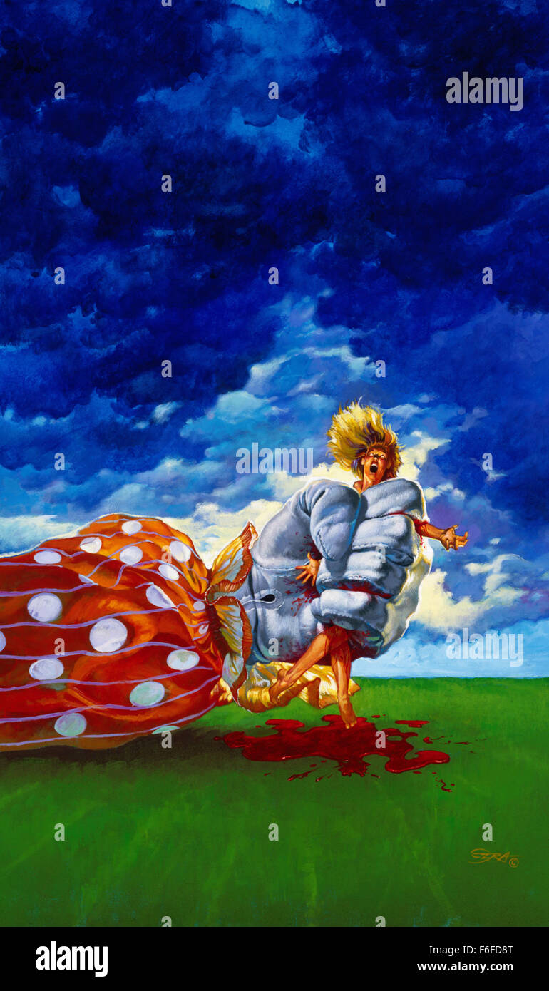 DATE DE SORTIE : Mai 27, 1988. Titre du film : Killer Aaahhh de l'espace extra-atmosphérique. STUDIO : MGM. Résumé : Quand une petite ville est envahie par des extraterrestres venus de l'espace qui capturent et tuent les habitants, personne ne les prend au sérieux. Pourquoi ? Tous les extraterrestres ressemblent à des clowns de cirque, utiliser des armes qui ont l'air comme clown, et tous ont peint sur des sourires. Seul un petit nombre des jeunes dans la ville prendre conscience du danger et bien sûr, personne ne les croit. Armé d'un camion de crème glacée ils essayer de sauver leurs amis. Sur la photo : Film l'art. Banque D'Images