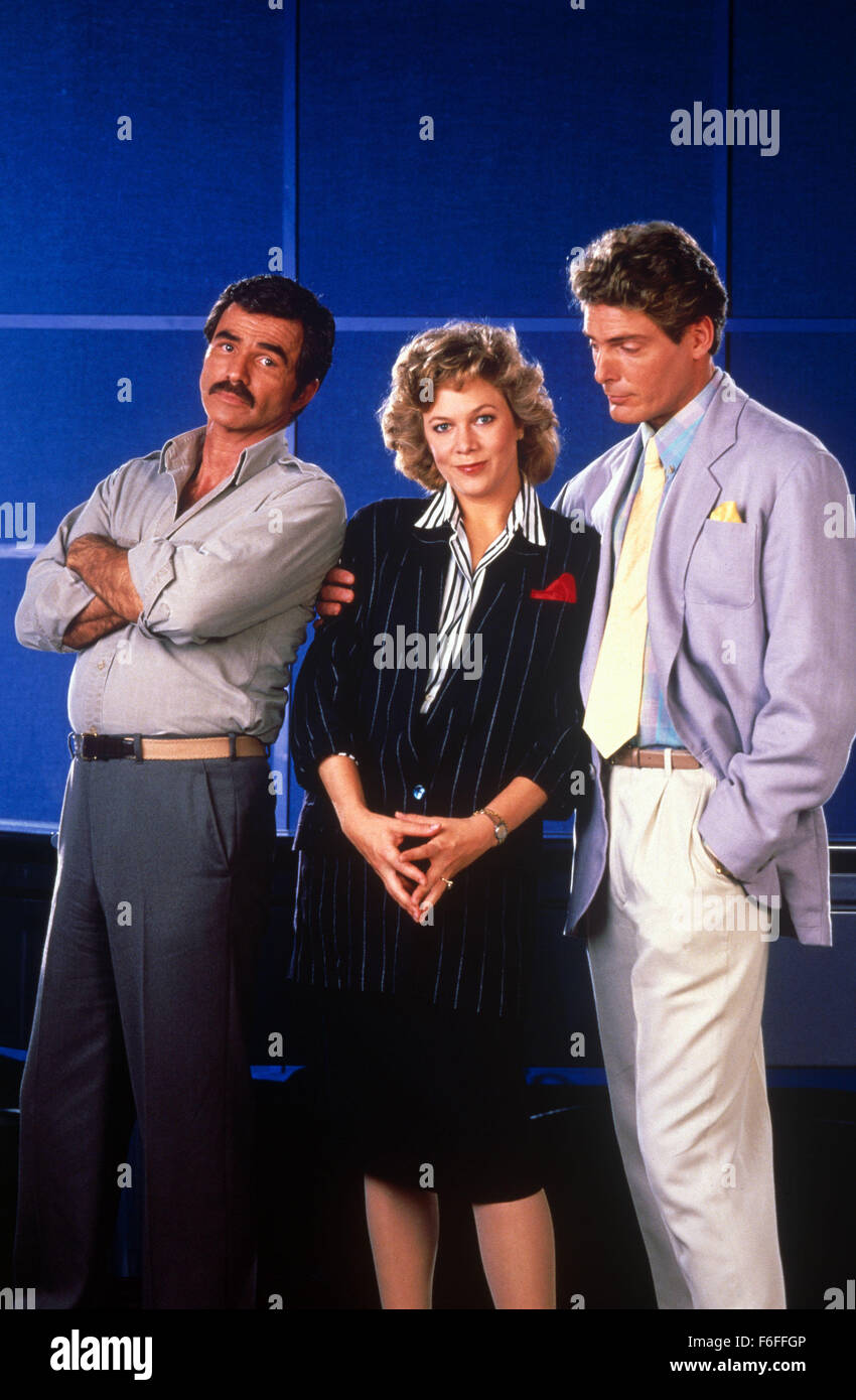 Avr 10, 1988 ; Hollywood, CA, USA ; Burt Reynolds, Kathleen Turner et Christopher Reeve star comme John L. Sullivan IV, Christy Colleran et Blaine Bingham dans la comédie 'Switching Satellite' réalisé par Ted Kotcheff. Banque D'Images