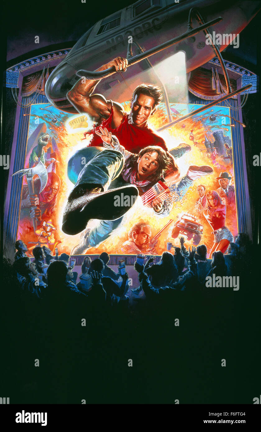 Jun 18, 1993 ; Los Angeles, CA, USA ; clé l'affiche avec Arnold Schwarzenegger (gauche) comme Jack Slater/lui-même et Austin O'BRIEN comme Danny Madigan dans l'action, fantastique, comédie film ''Last Action Hero'' réalisé par John McTiernan. Banque D'Images