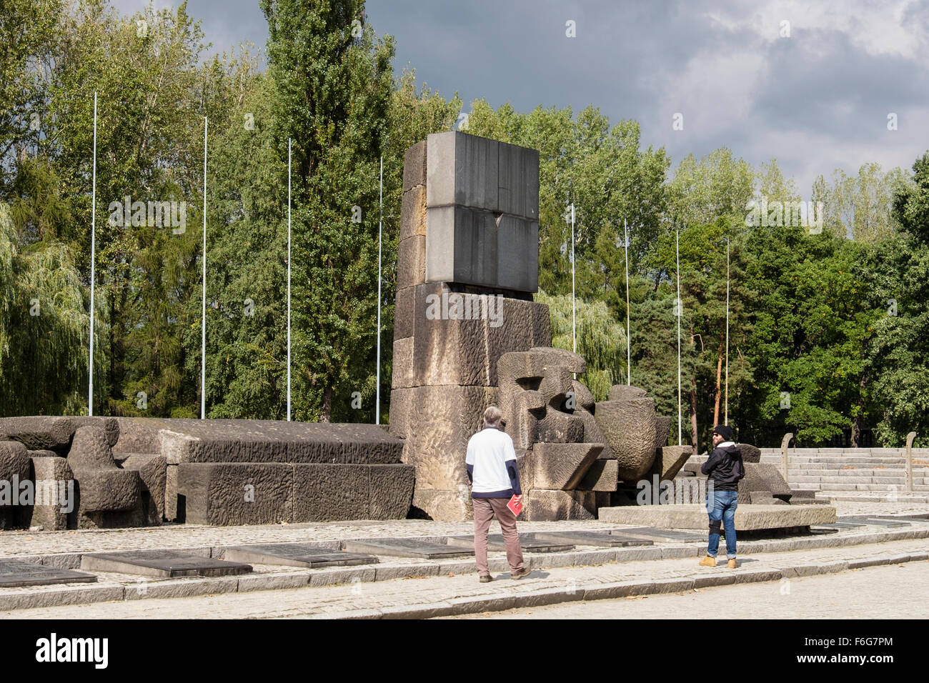 Mémorial à 1,5 millions d'assassinés par les Nazis à Auschwitz II-Birkenau allemand nazi de concentration et d'Extermination Camp en Pologne Banque D'Images