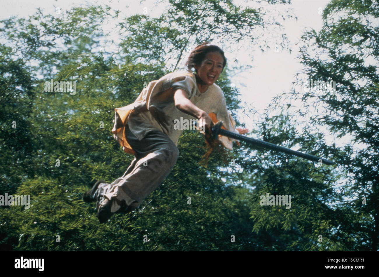 DATE DE SORTIE : Décembre 22, 2000. Titre du film : Tigre et Dragon. STUDIO : United Vision de la Chine. Résumé : La disparition d'une épée de jade magique à couper le souffle d'un spurs quête du trésor manquant. Li est aigri par la perte de son épée de jade, et sa poursuite sans contrepartie de Yu est encore compliquée par l'intrusion d'un mystérieux assassin. L'identité de l'assassin est progressivement dévoilé comme un autre récit poignant de l'amour commence à ravel avec celle de Li Yu et dans le contexte de l'ouest de la Chine de son magnifique paysage. Photo : Zhang Ziyi que Jen Yu. Banque D'Images