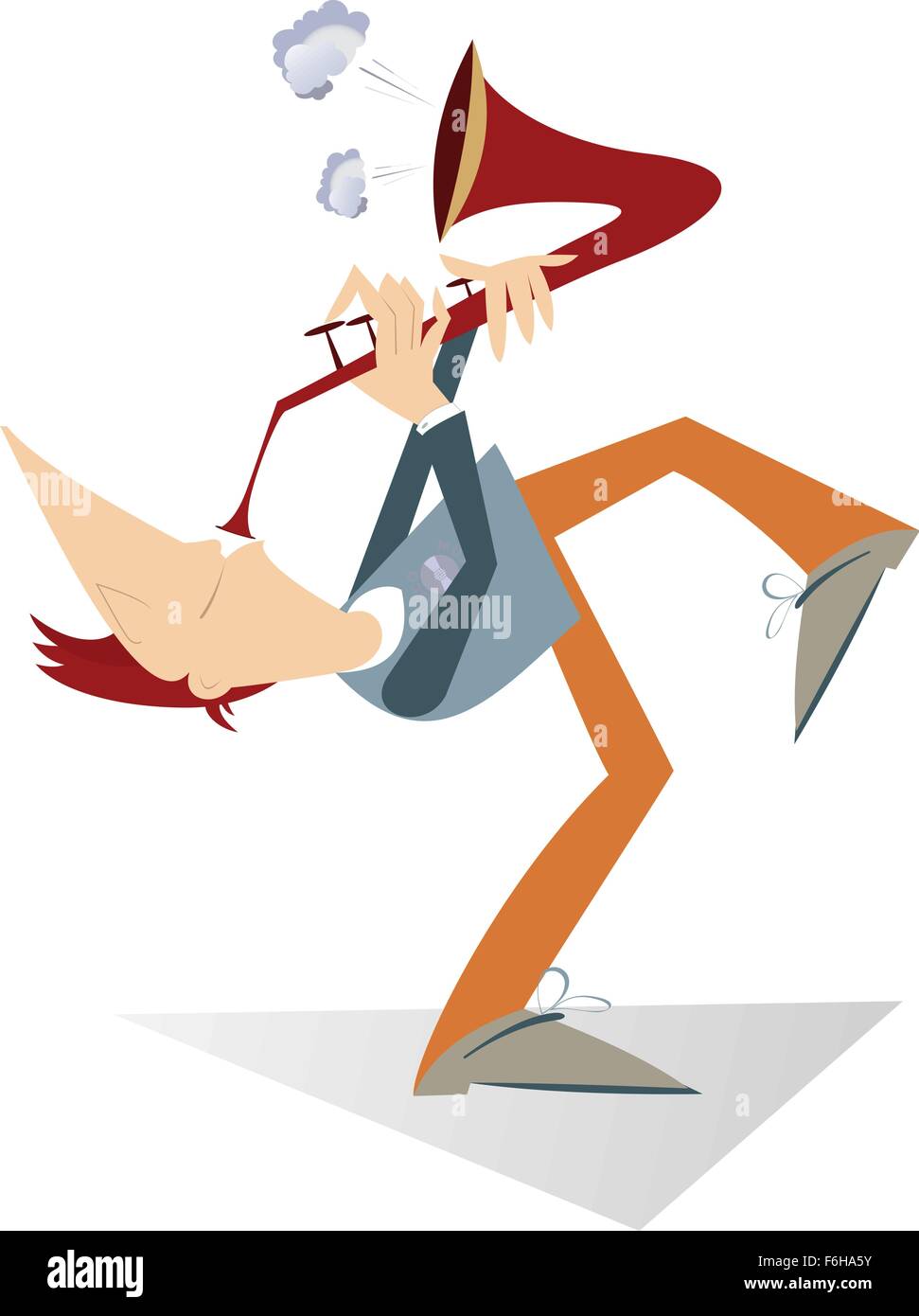 Saxophoniste joue de la musique avec inspiration Illustration de Vecteur