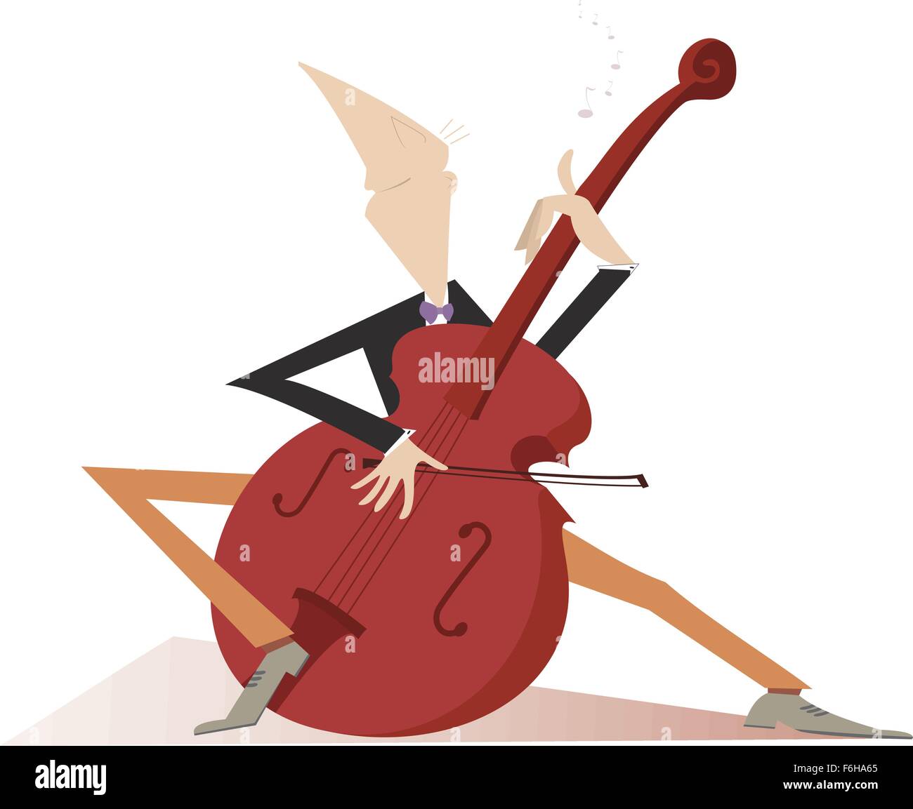 Liste de cellules. Le violoncelliste joue de la musique avec le grand sentiment Illustration de Vecteur