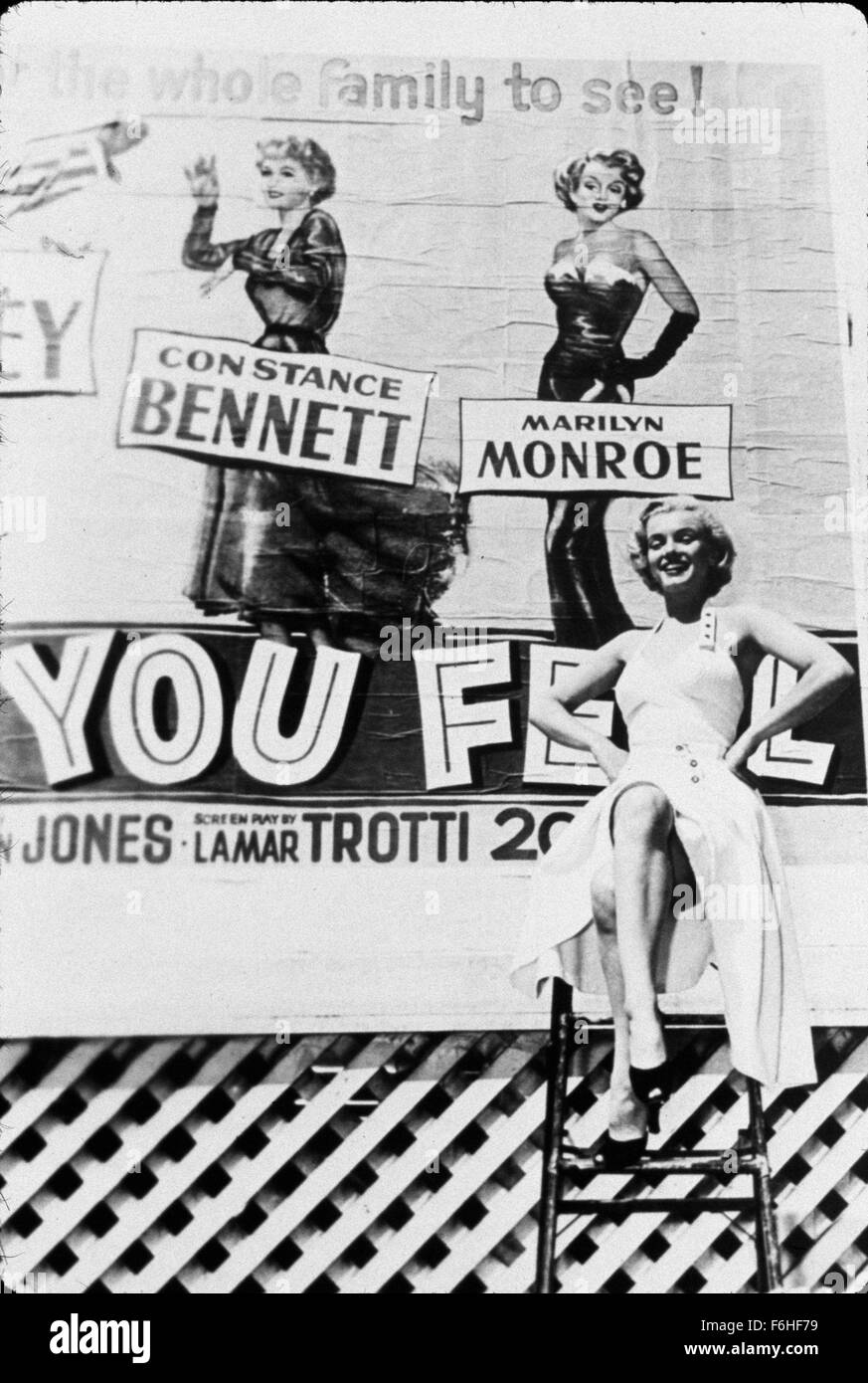 1951, le titre du film : AUSSI JEUNE QUE VOUS VOUS SENTEZ, Directeur : LAMAR TROTTI, Studio : FOX, Photo : 1951, MARILYN MONROE, de bain, de l'affiche. (Crédit Image : SNAP) Banque D'Images