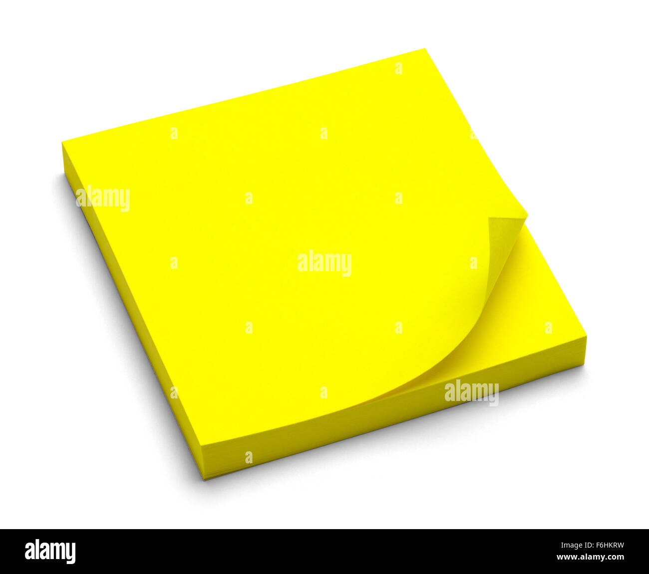Sticky Note Pad jaune isolé sur fond blanc. Banque D'Images Sticky Note Pad jaune isolé sur fond blanc. Banque D'Images