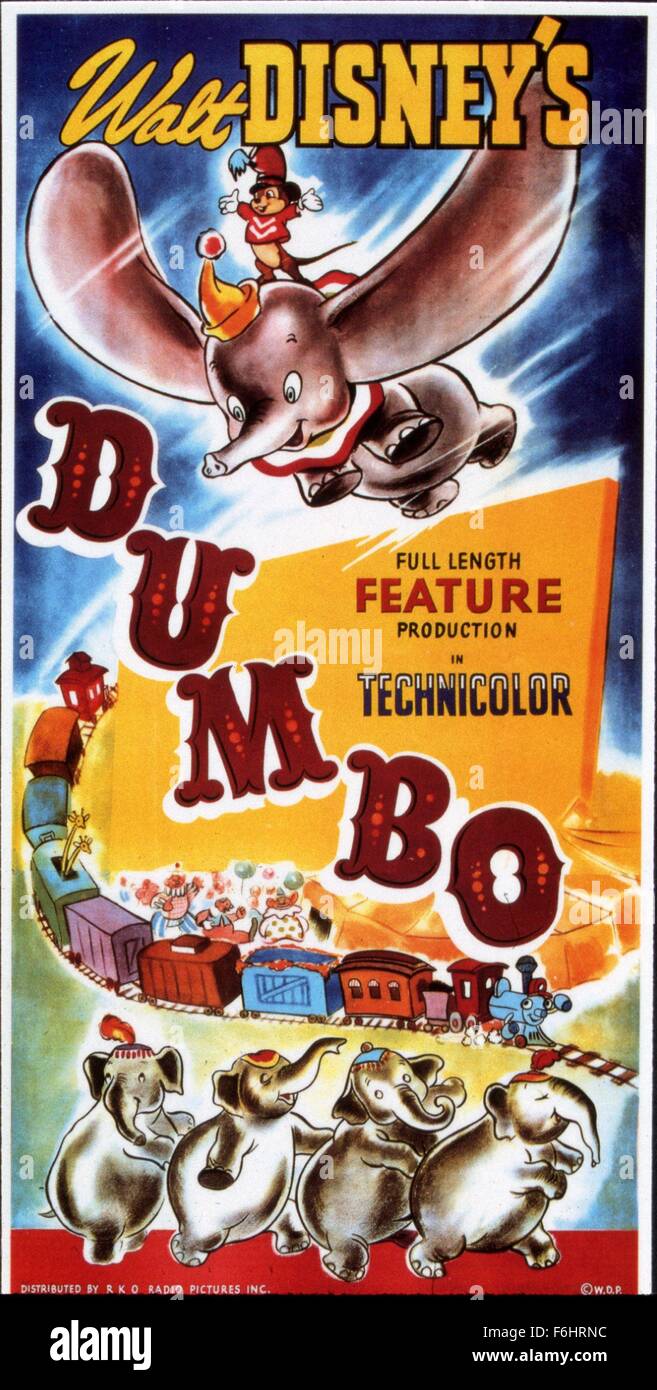 1941, le titre du film : DUMBO, Directeur : BEN SHARPSTEEN, Studio : disney, présenté : l'éléphant, le battant, les oreilles, d'animation, dessin animé, disney ANIMATION, Circus. (Crédit Image : SNAP) Banque D'Images