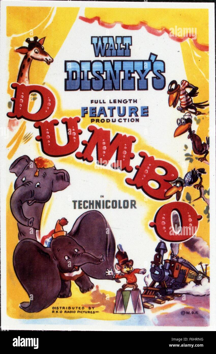 1941, le titre du film : DUMBO, Directeur : BEN SHARPSTEEN, Studio : disney, Photo : POSTER ART, illustration, cirque, l'éléphant, l'animation, disney ANIMATION. (Crédit Image : SNAP) Banque D'Images