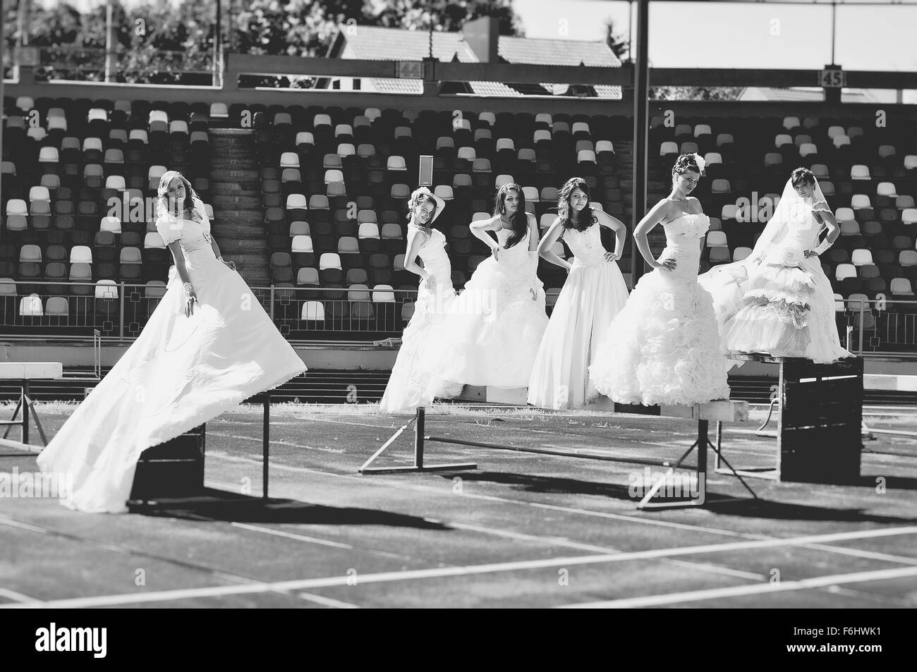 Brides sur le podium football Banque D'Images