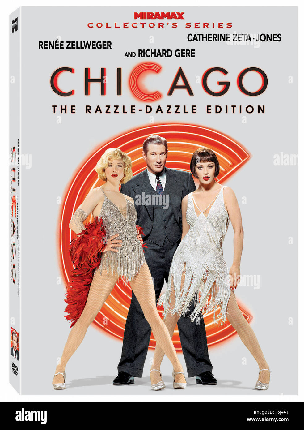 Dec 10, 2002 ; Chicago, IL, USA ; Clé DVD'art de boîte climatisée (de gauche à droite) RENEE ZELLWEGER comme Roxie Hart, Richard Gere comme Billy Flynn, et CATHERINE ZETA-JONES comme Velma Kelly dans la comédie musicale, bande dessinée, crime, drama film 'Chicago' réalisé par Rob Marshall. Banque D'Images