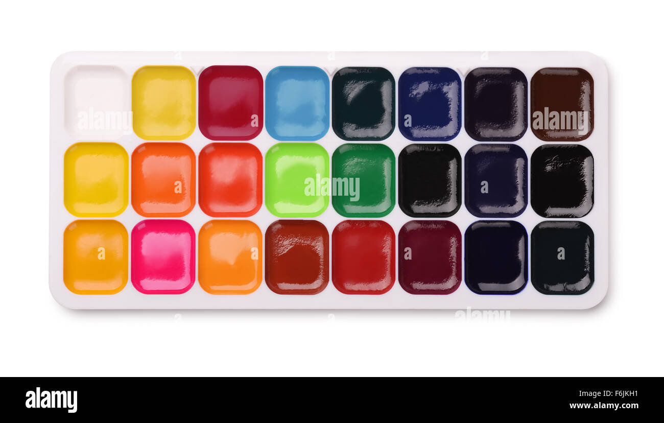 Palette de peintures aquarelle isolated on white Banque D'Images