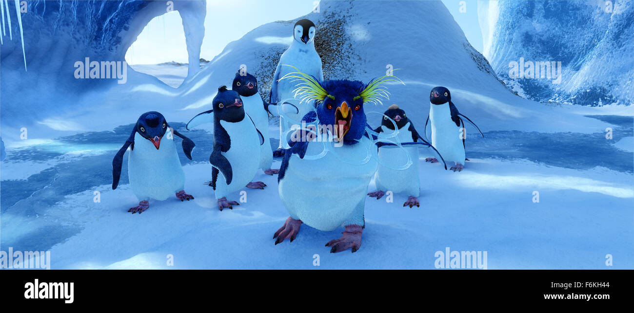 DATE DE SORTIE : Novembre 17, 2006. Titre du film : Happy Feet. Réalisateur : George Miller. STUDIO : Village Roadshow Pictures. Résumé : Dans le monde des manchots empereurs, qui trouvent leurs compagnons d'âme à travers la chanson, un pingouin est né qui ne peut pas chanter. Mais il suffit de toucher quelque chose danse féroce ! Sur la photo : incapable de parler, Lovelace (voix de ROBIN WILLIAMS) recourt à des charades à se faire comprendre par Mumble (voix de Elijah Wood) et les Amigos. Banque D'Images DATE DE SORTIE : Novembre 17, 2006. Titre du film : Happy Feet. Réalisateur : George Miller. STUDIO : Village Roadshow Pictures. Résumé : Dans le monde des manchots empereurs, qui trouvent leurs compagnons d'âme à travers la chanson, un pingouin est né qui ne peut pas chanter. Mais il suffit de toucher quelque chose danse féroce ! Sur la photo : incapable de parler, Lovelace (voix de ROBIN WILLIAMS) recourt à des charades à se faire comprendre par Mumble (voix de Elijah Wood) et les Amigos. Banque D'Images
