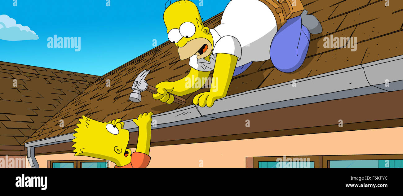 DATE DE SORTIE : Juillet 27, 2007. STUDIO : 20th Century Fox. Résumé : Homer doit sauver le monde d'une catastrophe qu'il a lui-même créé. Photo : Dan Castellaneta, la voix de Homer Simpson et NANCY CARTWRIGHT, la voix de Bart Simpson. Banque D'Images