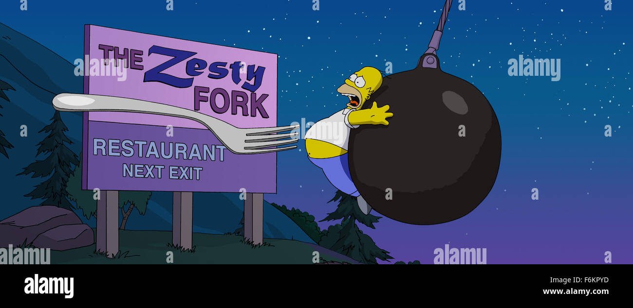 DATE DE SORTIE : Juillet 27, 2007. STUDIO : 20th Century Fox. Résumé : Homer doit sauver le monde d'une catastrophe qu'il a lui-même créé. Photo : Dan Castellaneta, la voix de Homer Simpson. Banque D'Images