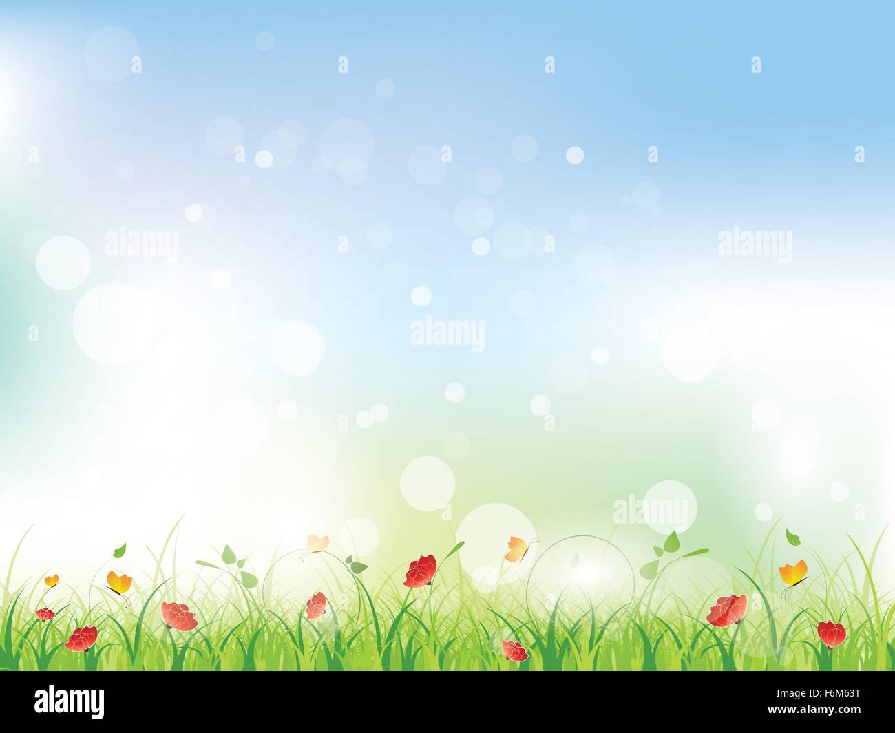 Printemps Floral background avec tourbillons et de fleurs Illustration de Vecteur