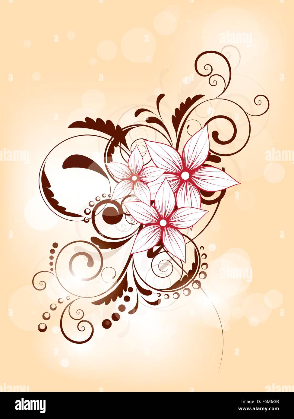 Printemps Floral background avec tourbillons et de fleurs Illustration de Vecteur