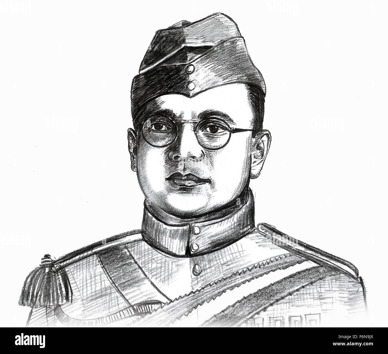 Subhas Chandra Bose sketch, Inde, Asie Banque D'Images