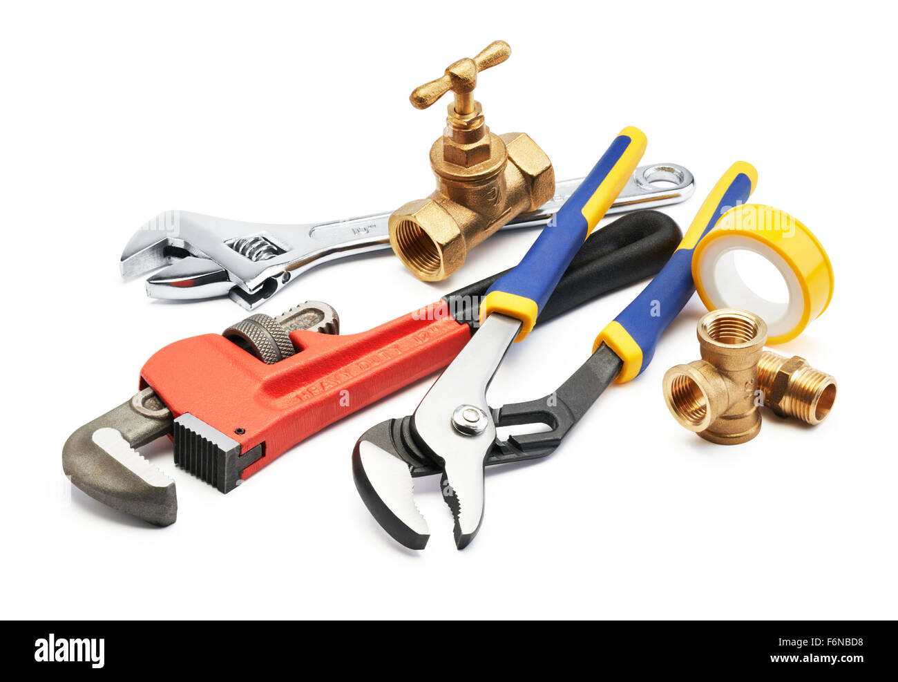 Différents type d'outils de plomberie contre fond blanc Photo Stock - Alamy