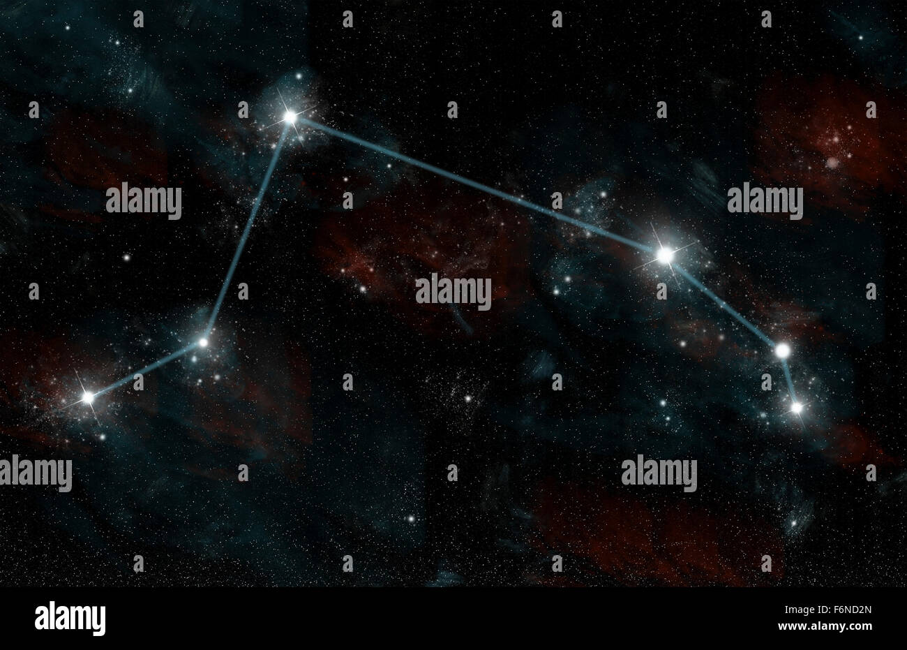 L'inscription d'un artiste de la constellation du Bélier le Bélier. La constellation marque l'Équinoxe de printemps. Le Bélier est l'un des douze Banque D'Images