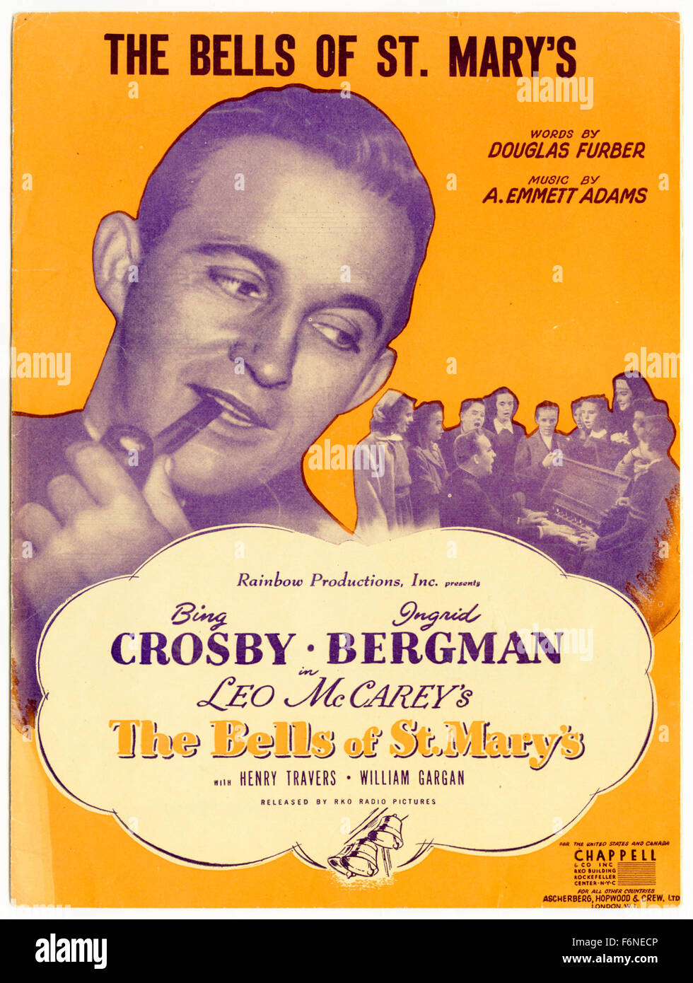 Cloches de St Mary's piano partitions du film cloches de St Marys avec Bing Crosby et Ingrid Bergman Banque D'Images