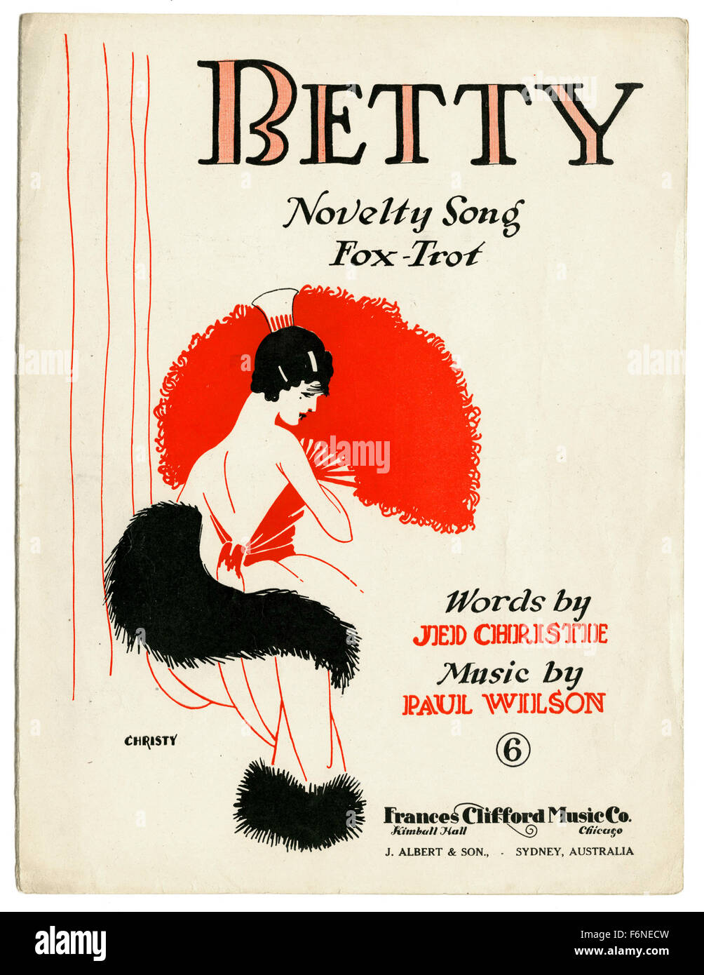Betty par Jed Christie et Paul Wilson 1920 couvercle de piano sheet music Banque D'Images