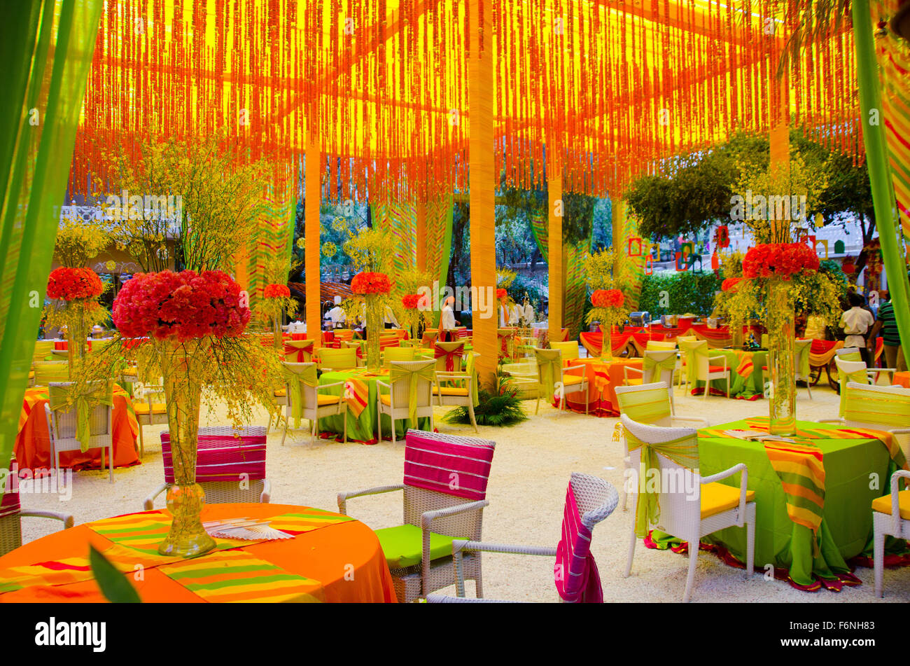 Décoration fleur de mariage, Jodhpur, Rajasthan, Inde, Asie Photo Stock