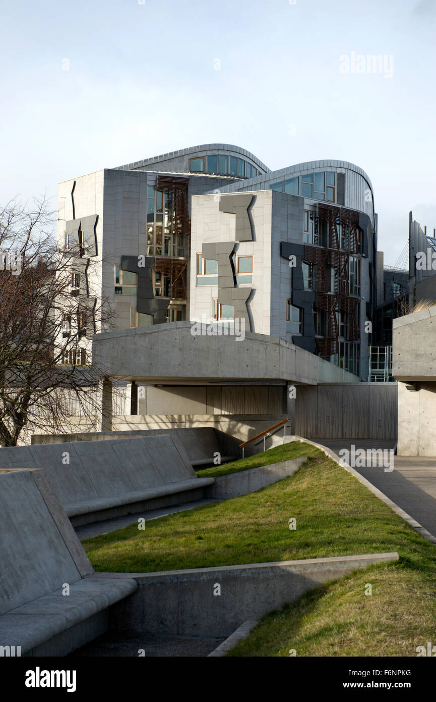 L'architecte Enric Miralles' Parlement écossais Edinburgh Holyrood. Ouvert le 9 octobre 2004 et l'établissement des coûts £414 millions Banque D'Images