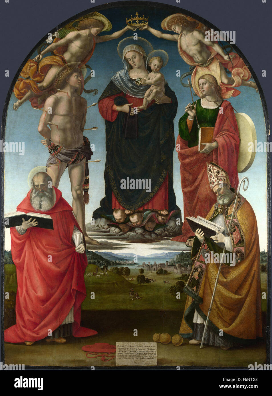 Luca Signorelli - La Vierge et l'enfant avec les Saints Banque D'Images