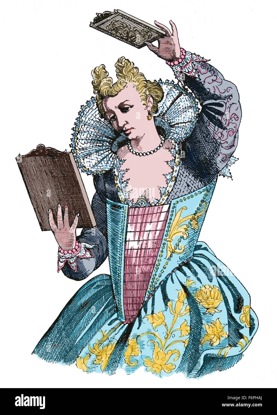 L'Italie. Dame de Venise. La gravure. La couleur. 19e siècle. Banque D'Images