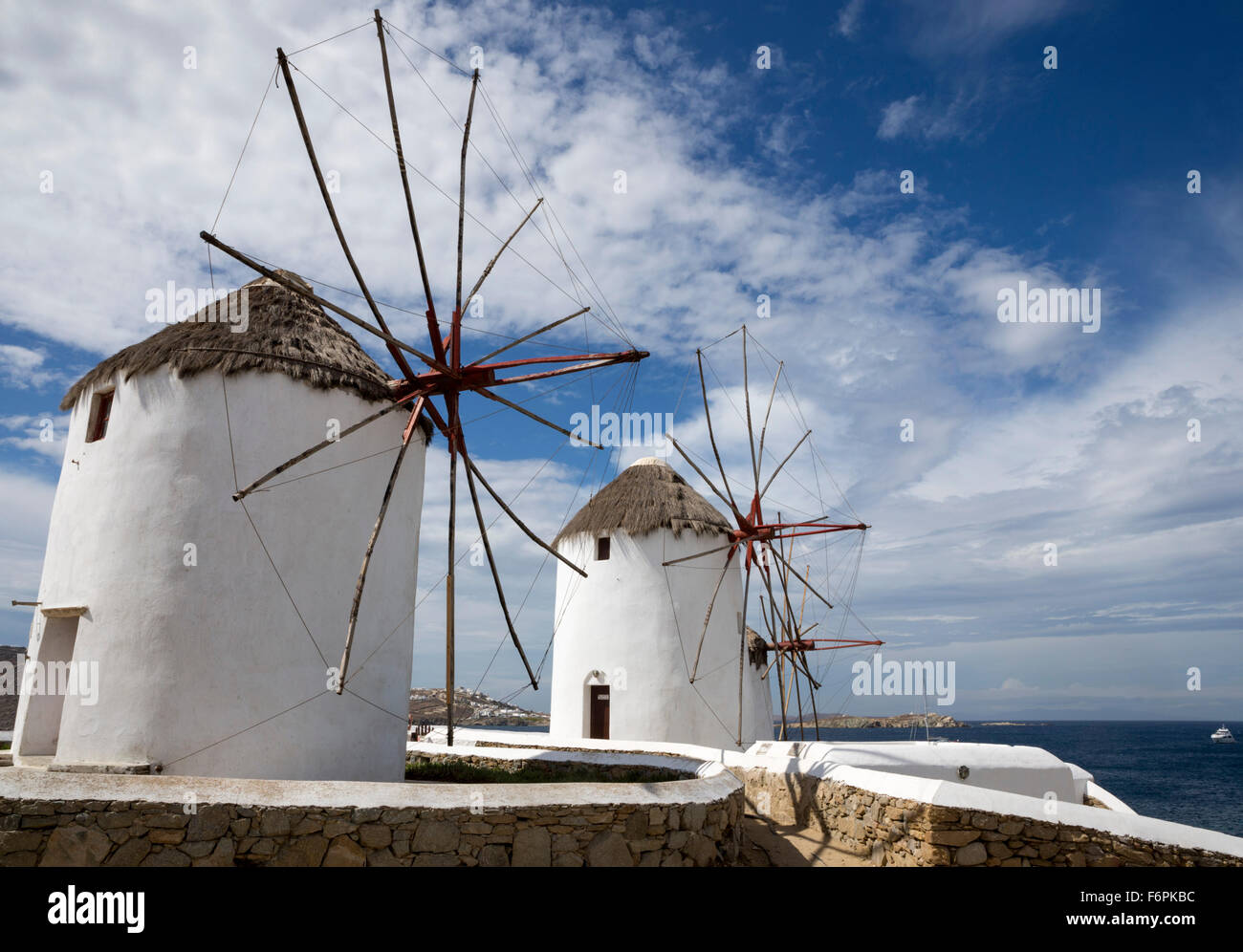 Les moulins à vent, Mykonos, Grèce, le mardi, 22 Septembre, 2015. Banque D'Images