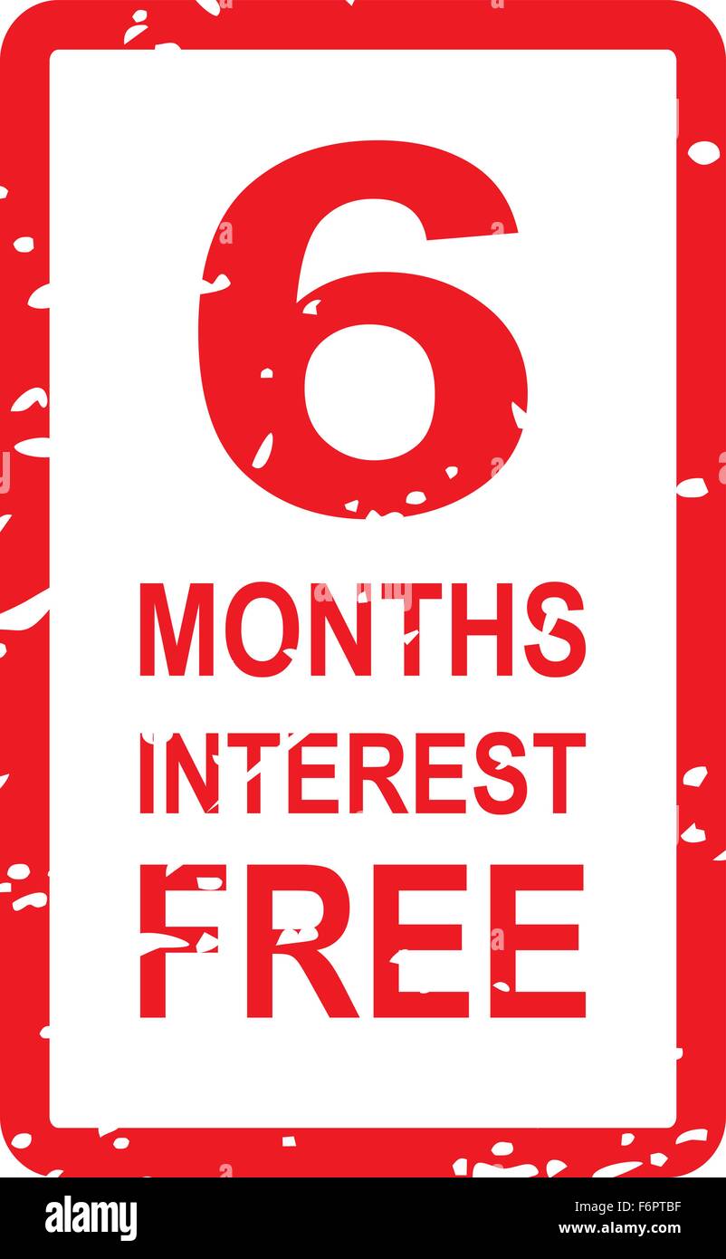 Timbres en caoutchouc rouge vecteur pour 6 mois gratuit d'intérêt business concept Illustration de Vecteur