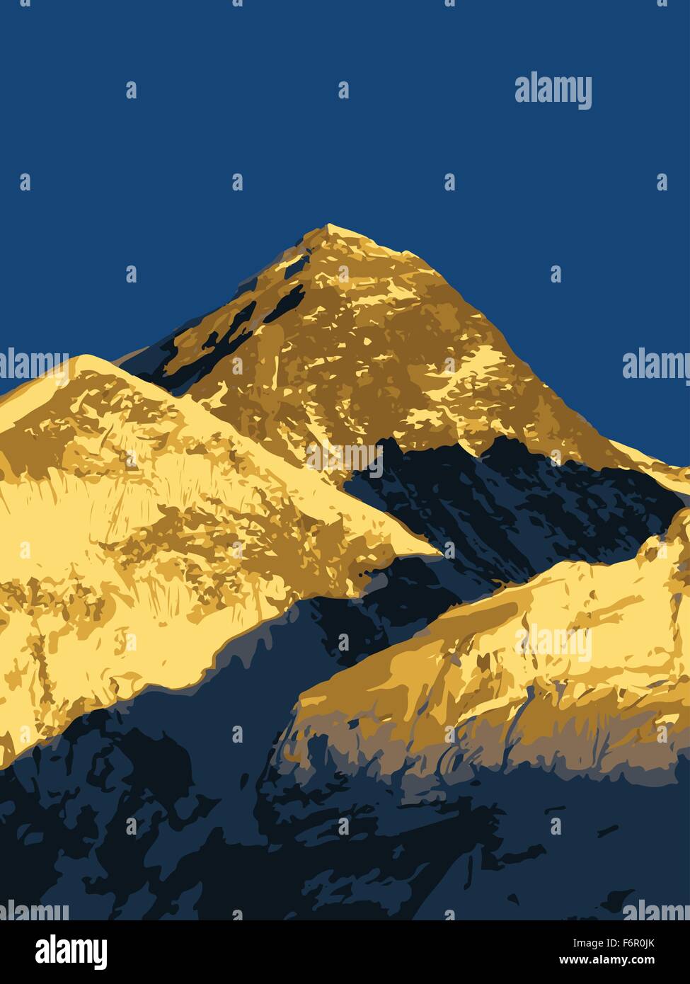 Le mont Everest, vecteur plus haute montagne du monde, dans l'Himalaya, Népal Illustration de Vecteur
