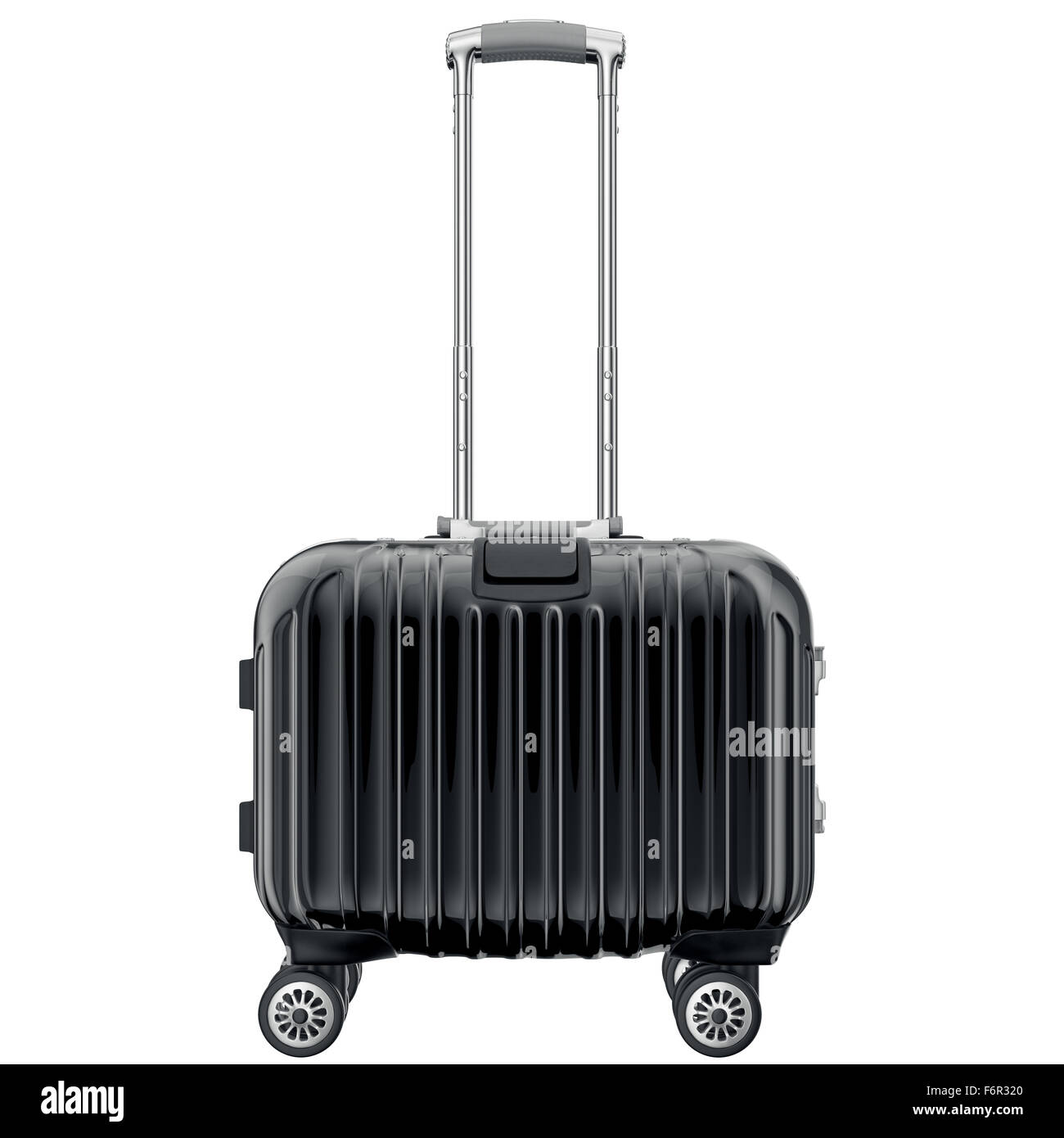 Une valise sur roulettes noir, front view Banque D'Images