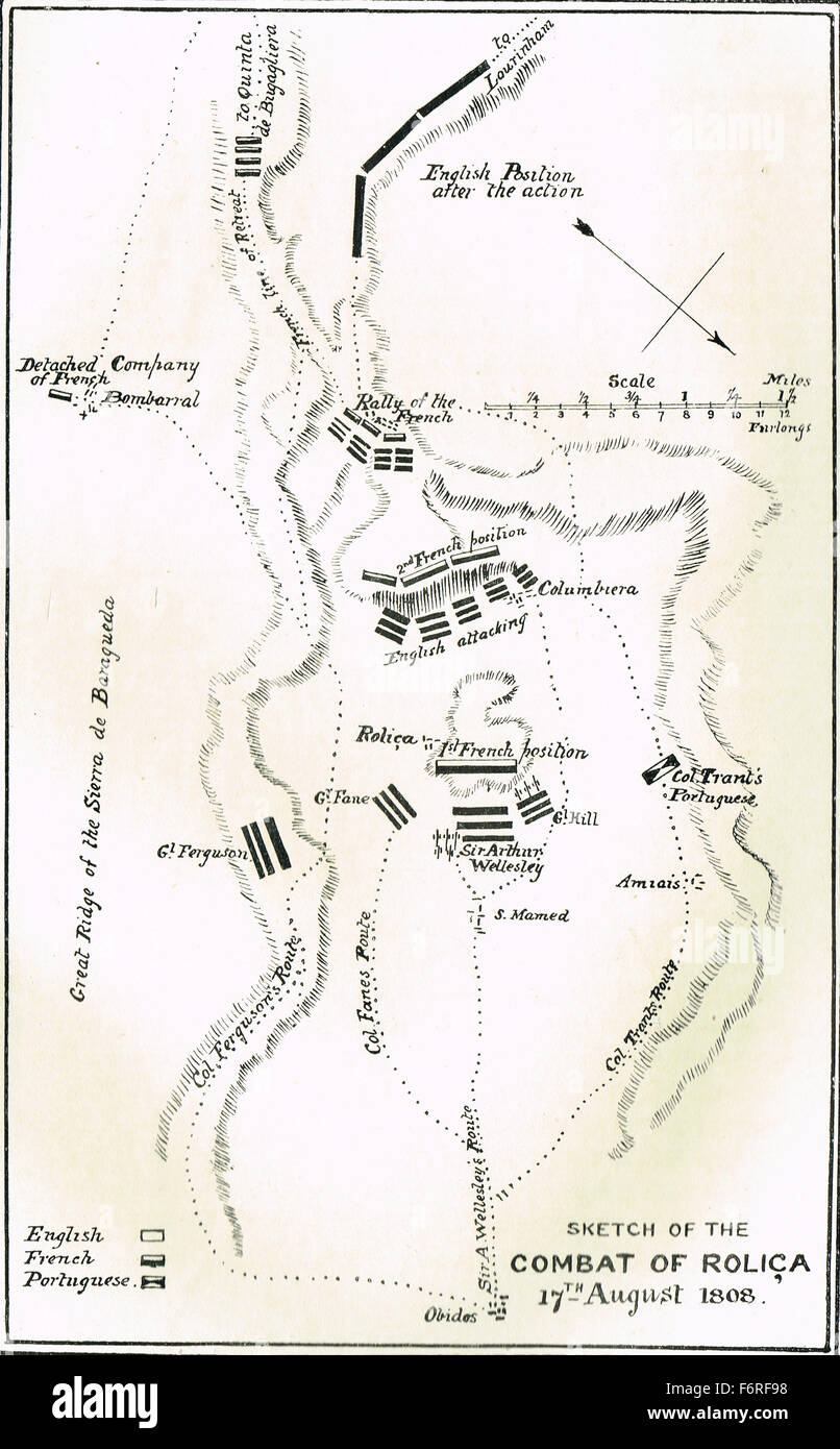 Croquis Bataille de Rolica 1808 Banque D'Images