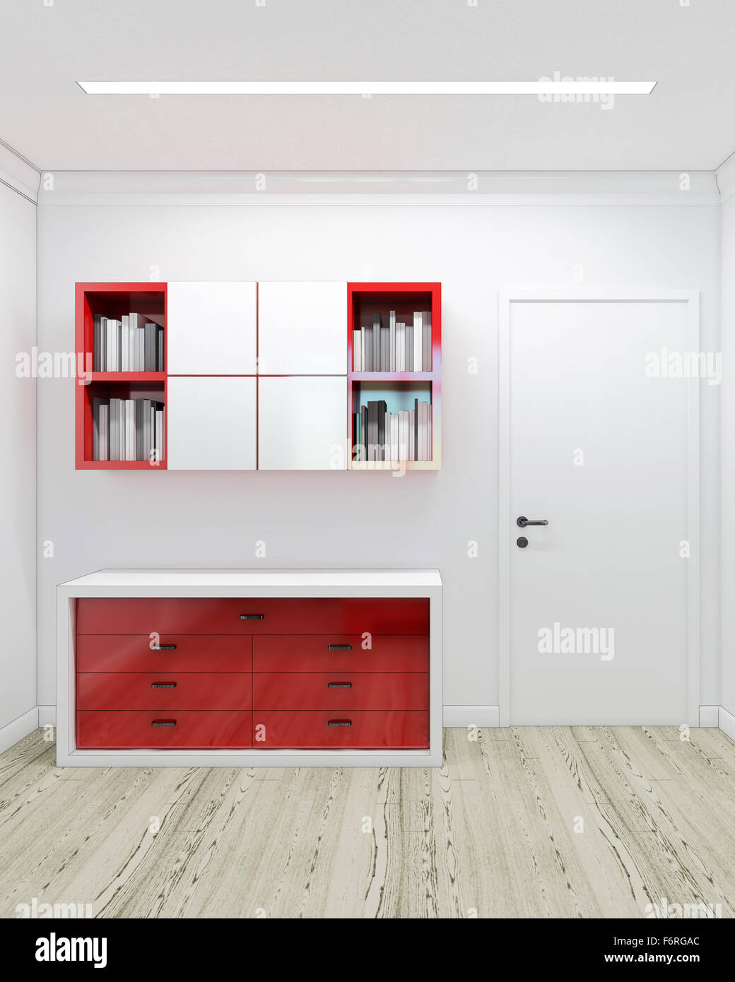 Rouge et Blanc ligue commode 3D render Banque D'Images