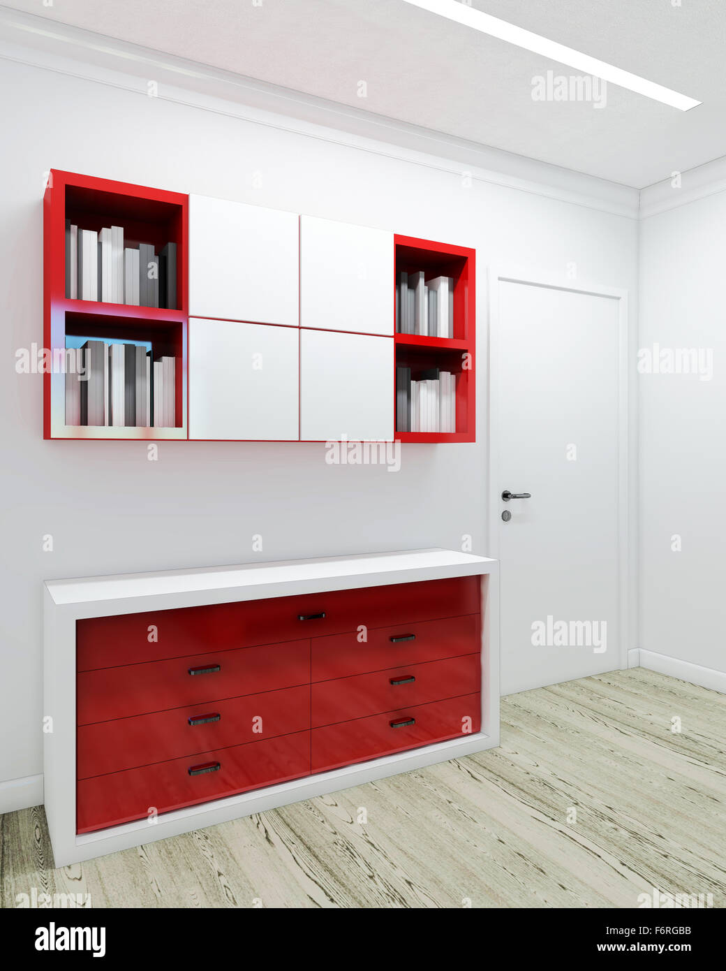 Rouge et Blanc ligue commode 3D render Banque D'Images