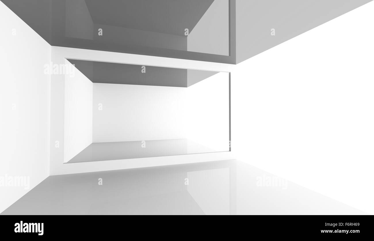 Résumé un minimum d'architecture. Espace ouvert blanc vide intérieur chambre moderne, 3d illustration Banque D'Images