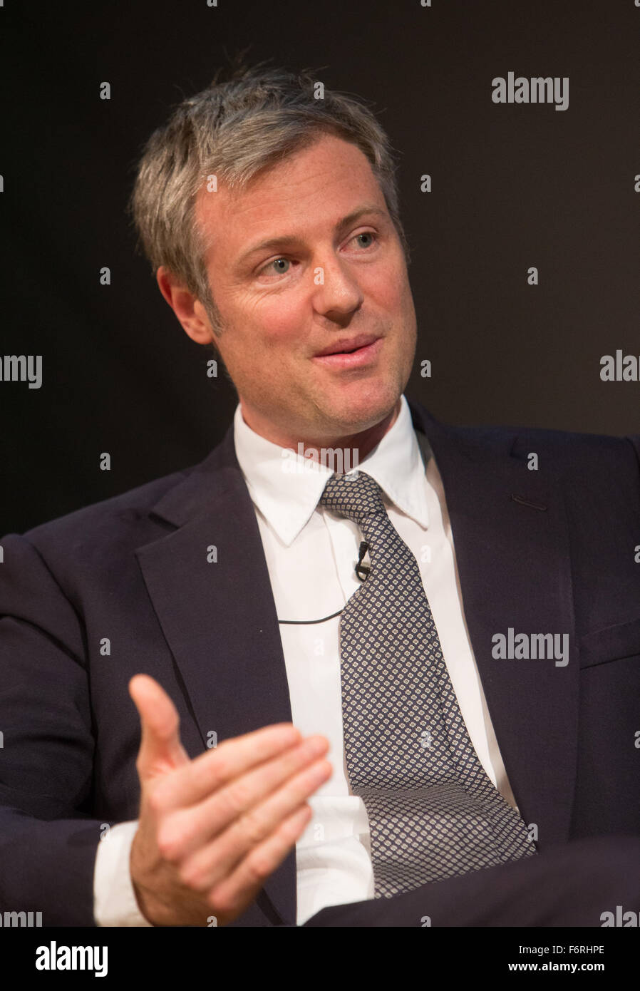 Zac Goldsmith, le candidat à la mairie,conservateur parle de ses plans pour Londres s'il était élu maire Banque D'Images