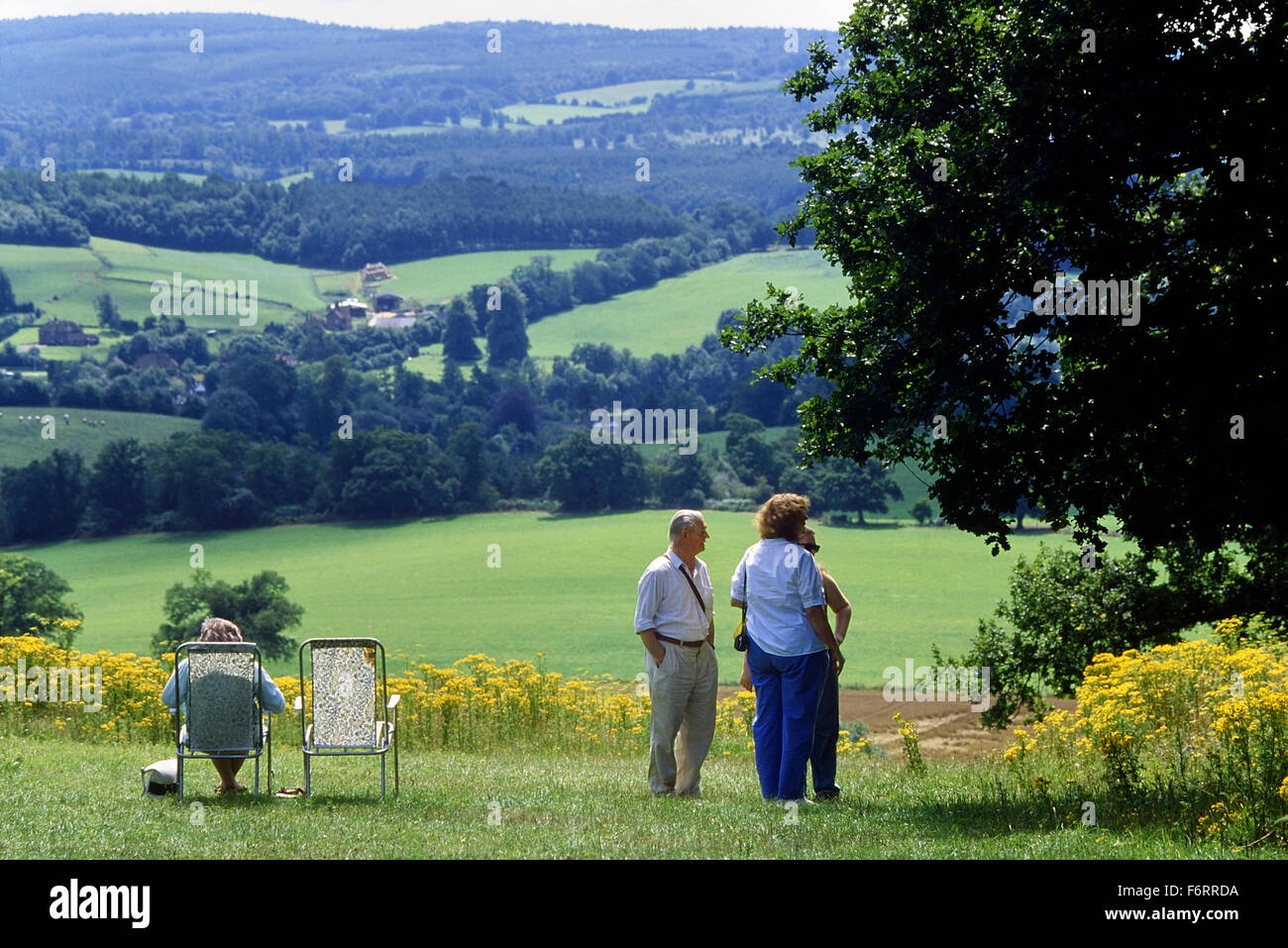 La vue de Newlands Corner près de Guildford en direction du village d'Albury dans le Surrey Hills Angleterre Royaume-Uni Banque D'Images