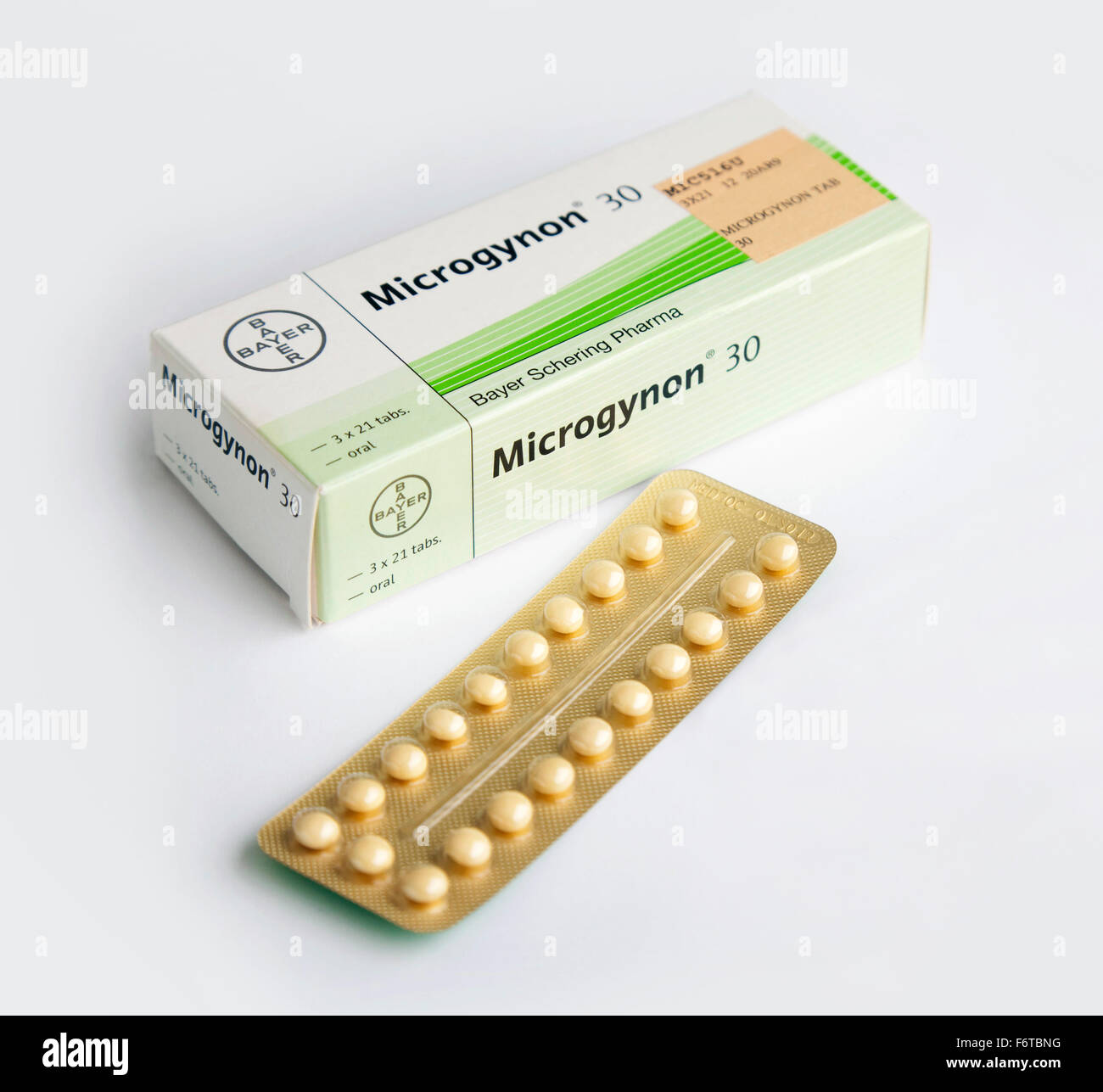 Microgynon 30 pilules contraceptives Banque D'Images