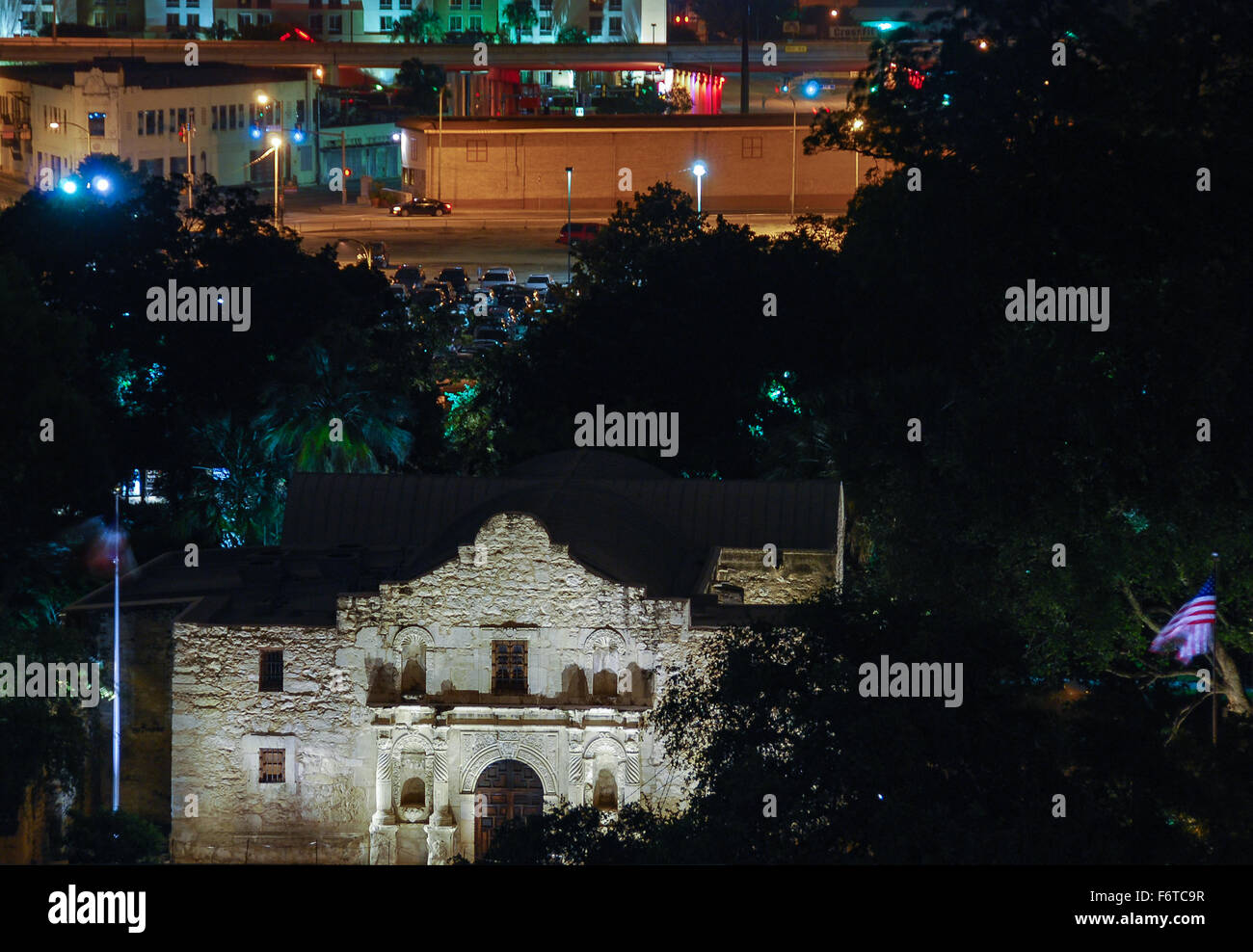 L'Alamo de nuit 2 Banque D'Images