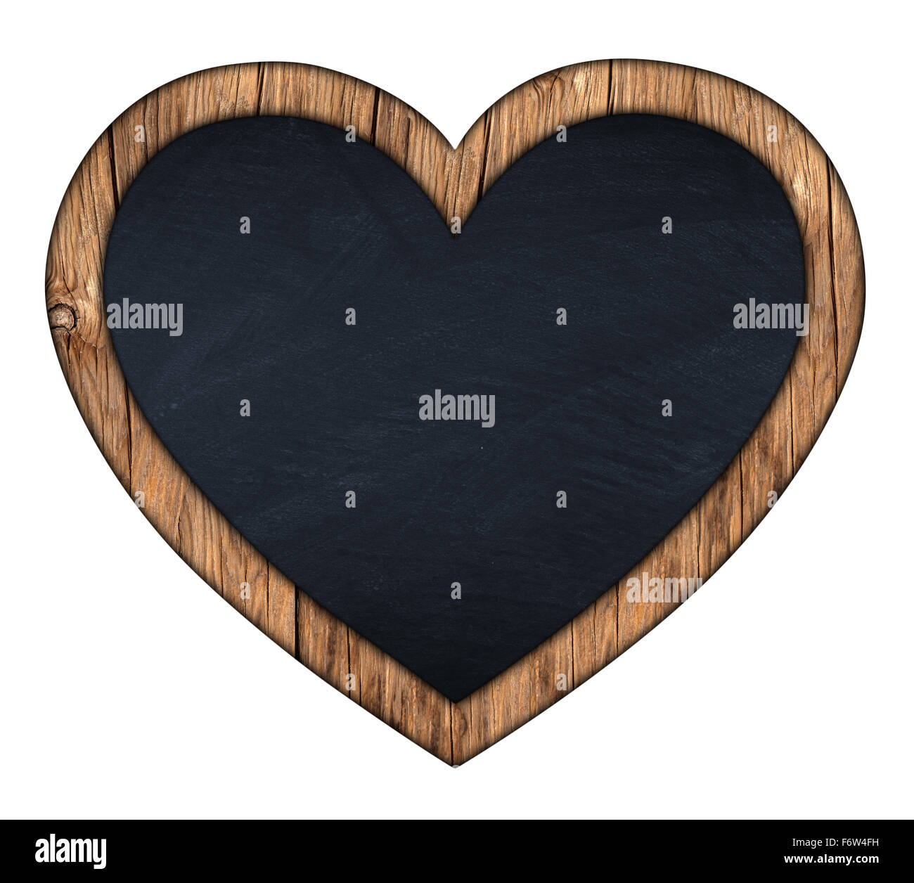 Tableau noir en forme de coeur sur fond blanc Banque D'Images