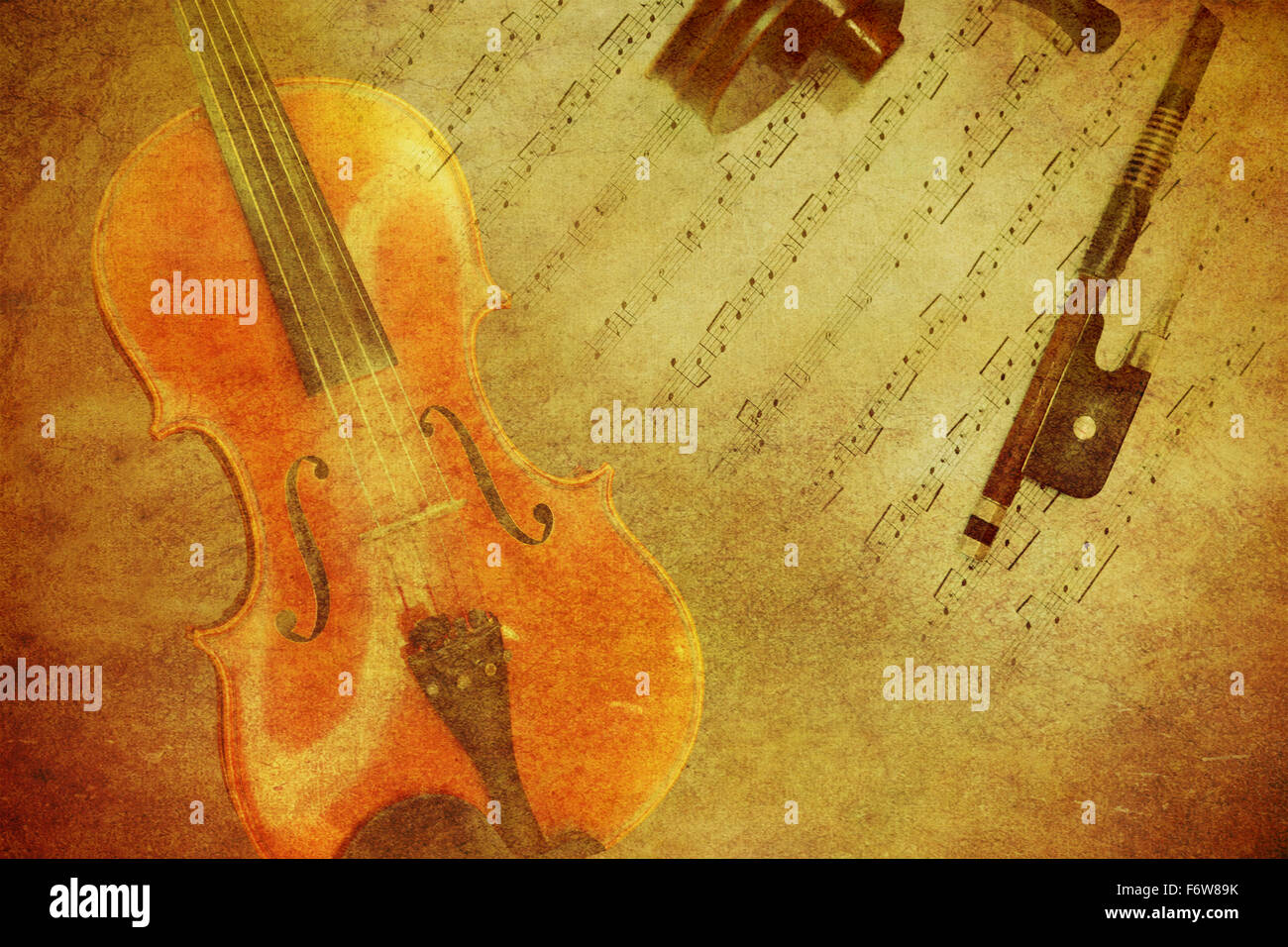 Violon classique sur grunge texture du papier. Banque D'Images