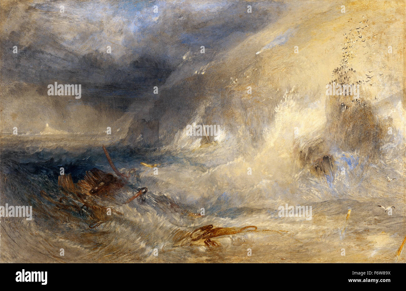 Joseph Mallord William Turner - long navire phare, Land's End Banque D'Images
