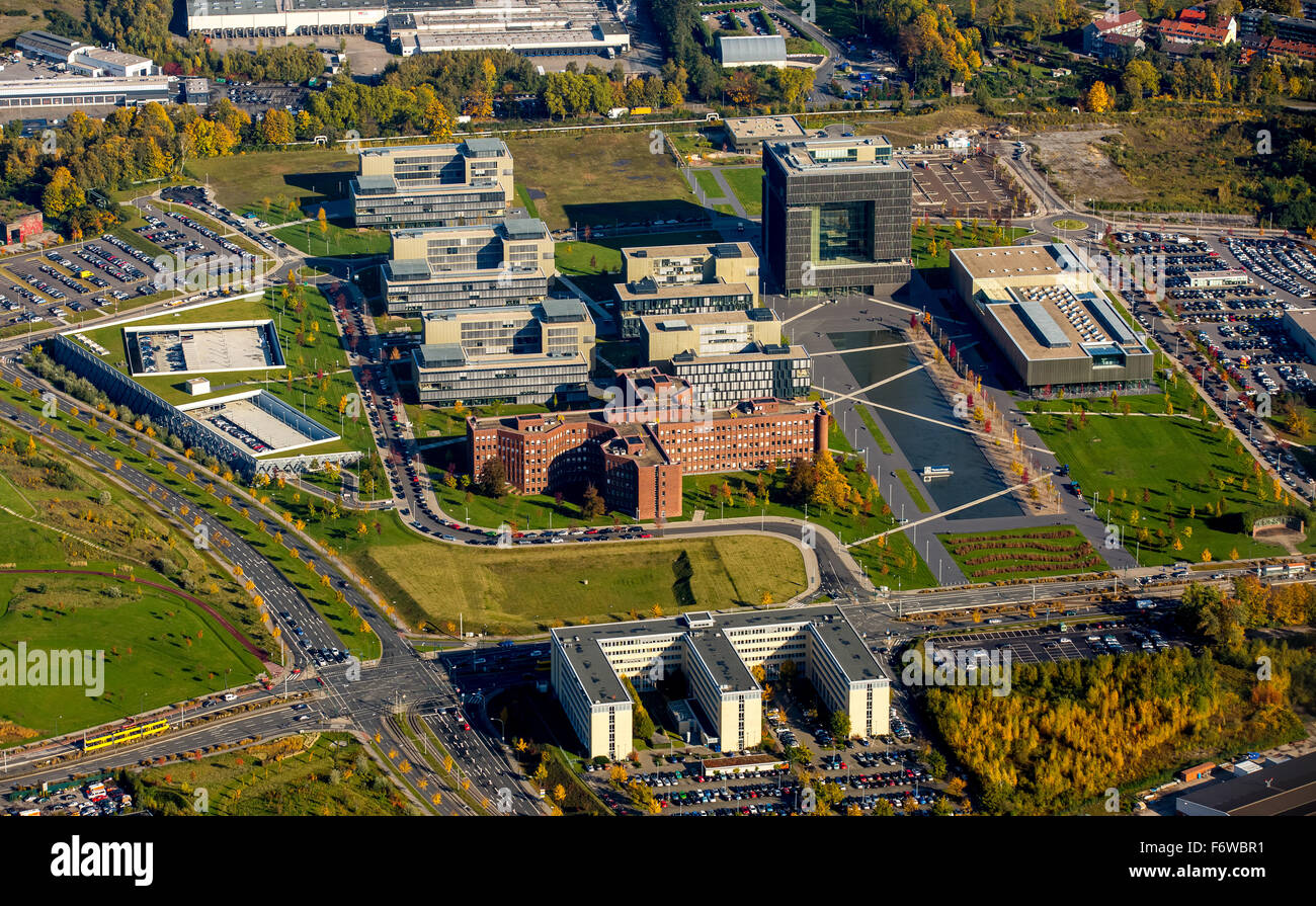 Le groupe sidérurgique ThyssenKrupp, siège Krupp Courroie avec Berthold Beitz Boulevard, Essen, Ruhr, North Rhine westphalia, Banque D'Images