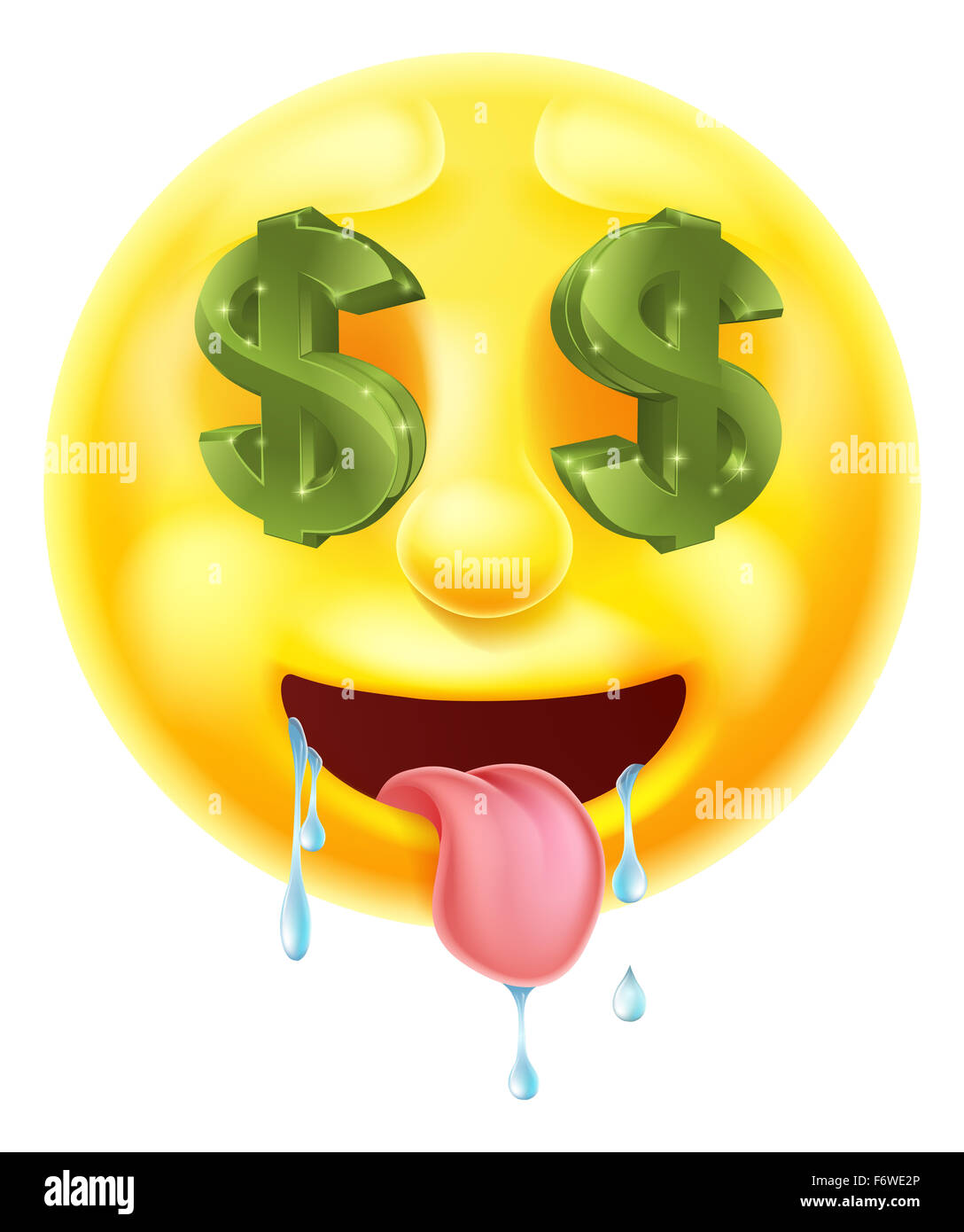 Signe Dollar yeux bave émoticône caractère emoji icon Banque D'Images
