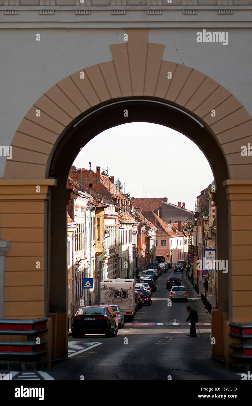 Schei Gate dans le centre historique, Brasov, en Transylvanie, Roumanie Banque D'Images
