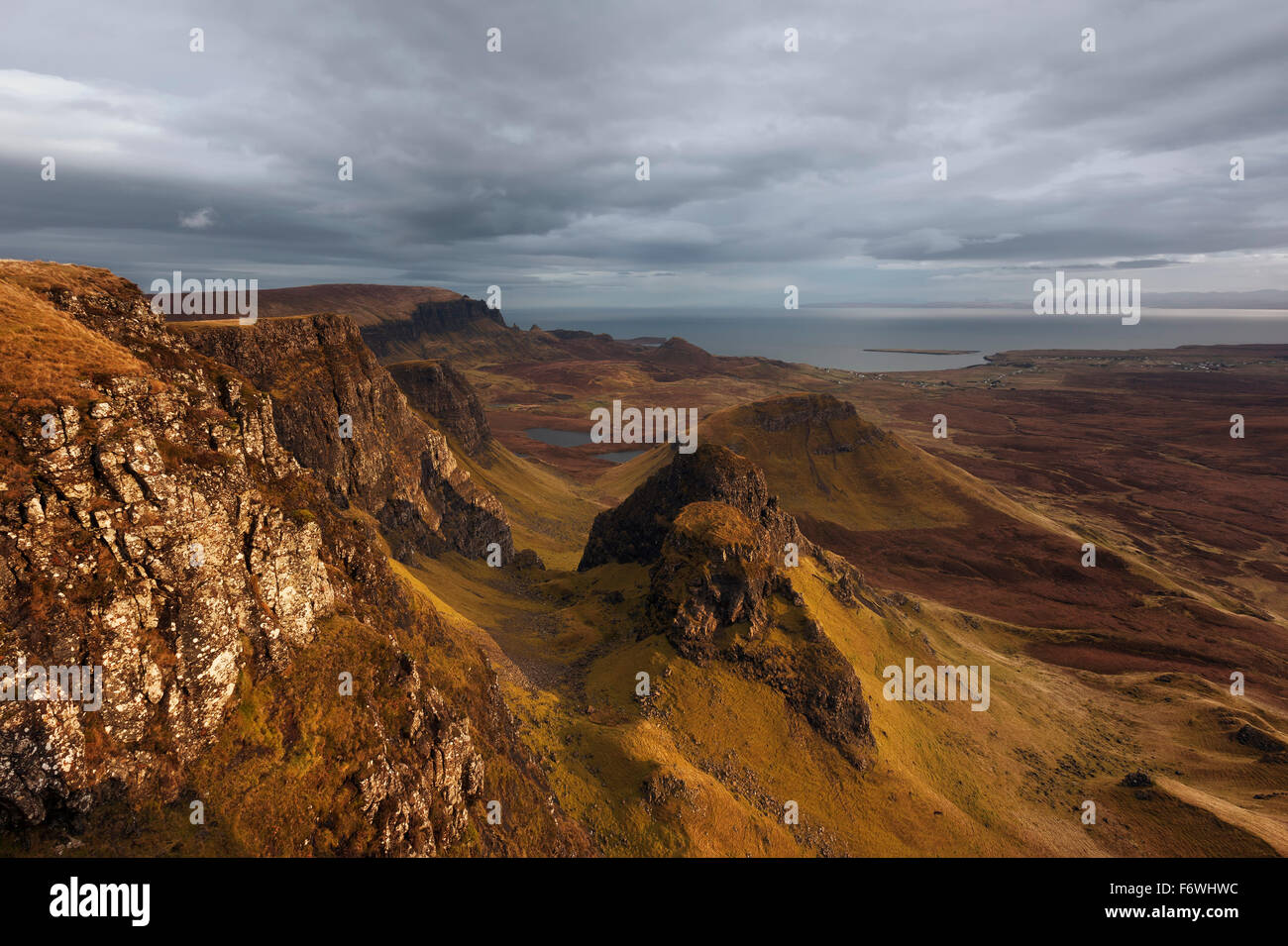 Paysage rocheux, la péninsule de Trotternish, Ile de Skye, Ecosse, Royaume-Uni Banque D'Images